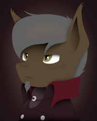 Size: 1080x1350 | Tagged: safe, artist:tiviyl, oc, oc only, bat pony, pony, clothes, facial hair, male, moon, solo