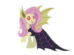 Size: 2048x1536 | Tagged: safe, artist:allisonpopick, fluttershy, pegasus, pony, g4, scare master, chibi, clothes, costume, fake flutterbat, female, flutterbat costume, mare, nightmare night costume, simple background, solo, transparent background