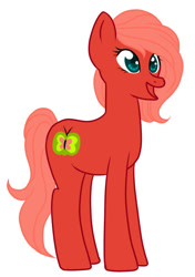 Size: 623x885 | Tagged: safe, artist:wildnature03, oc, oc only, oc:apple crisp, earth pony, pony, earth pony oc, female, mare, offspring, parent:big macintosh, parent:fluttershy, parents:fluttermac, simple background, smiling, solo, teenager, white background