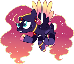 Size: 2746x2375 | Tagged: safe, artist:kurosawakuro, oc, oc only, pegasus, pony, base used, colored wings, female, high res, magical lesbian spawn, mare, offspring, parent:fluttershy, parent:princess luna, parents:lunashy, simple background, solo, transparent background, two toned wings, wings