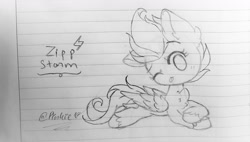 Size: 1280x727 | Tagged: safe, artist:pinkiepinkaponk, zipp storm, pegasus, pony, g5, my little pony: a new generation, one eye closed, tongue out, traditional art