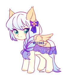 Size: 1000x1150 | Tagged: safe, artist:miioko, oc, oc only, pegasus, pony, braid, clothes, dress, female, mare, pegasus oc, simple background, transparent background, wings