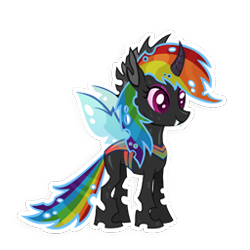 Size: 256x256 | Tagged: safe, gameloft, rainbow dash, changeling, g4, changelingified, dashling, female, simple background, solo, species swap, transparent background