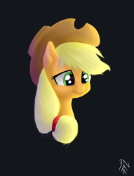 Size: 2160x2834 | Tagged: safe, artist:3naa, applejack, earth pony, pony, g4, black background, bust, cute, female, high res, jackabetes, portrait, simple background, solo