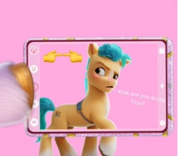 Size: 672x588 | Tagged: safe, edit, hitch trailblazer, pipp petals, earth pony, pony, g5, my little pony: a new generation, female, male, offscreen character, phone, ship:pitch, shipping, stallion, straight