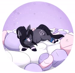 Size: 2112x2080 | Tagged: safe, artist:foxhatart, oc, oc only, oc:lavender rose, pony, unicorn, blaze (coat marking), coat markings, facial markings, female, food, high res, mare, marshmallow, micro, one eye closed, sleeping, solo