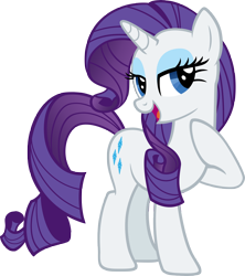 Size: 6000x6771 | Tagged: safe, artist:moongazeponies, rarity, pony, unicorn, g4, absurd resolution, female, looking at you, mare, open mouth, raised hoof, simple background, smiling, solo, transparent background, vector