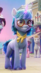 Size: 265x471 | Tagged: safe, screencap, crystal cove, earth pony, pony, unicorn, g5, my little pony: a new generation, spoiler:my little pony: a new generation, cropped, female, glowing, glowing horn, horn, mare, maretime bay, smiling
