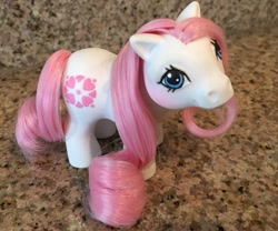 Size: 1215x1012 | Tagged: safe, baby sundance, earth pony, pony, g1, baby, baby pony, baby sundawwnce, customized toy, cute, female, filly, irl, photo, smiling, toy, worthpoint