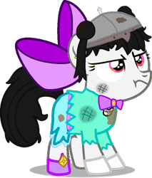 Size: 720x845 | Tagged: safe, artist:pagiepoppie12345, oc, oc only, oc:dark bloomer, earth pony, pony, angry, boots, bow, bowtie, charred, clothes, dirt, dress, ear piercing, earring, fantasy class, female, filly, hair bow, hair bun, heart, jewelry, messy mane, piercing, pigtails, shoes, simple background, torn clothes, transparent background, unamused, vector, warrior