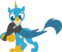 Size: 3559x3010 | Tagged: safe, artist:porygon2z, gallus, bird, crow, griffon, g4, high res, hug, simple background, solo, transparent background, winghug, wings