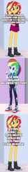 Size: 500x2978 | Tagged: safe, edit, edited screencap, screencap, rainbow dash, sunset shimmer, equestria girls, g4, my little pony equestria girls: better together, argentina, comic, converse, food, halloween, holiday, human sunset, implied pinkie pie, pie, pumpkin, screencap comic, shoes, spanish, translated in the description