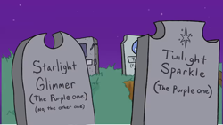 Size: 1280x720 | Tagged: safe, artist:tjpones, part of a set, gravestone, halloween, holiday, implied starlight glimmer, implied twilight sparkle, no pony