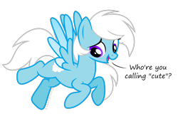 Size: 2000x1307 | Tagged: safe, artist:kaitykat117, oc, oc only, oc:feather bloom(fb), oc:feather_bloom, pegasus, pony, g4, base used, cute, dialogue, flying, simple background, solo, transparent background, vector, weapons-grade cute