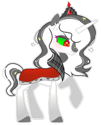 Size: 1818x2250 | Tagged: safe, artist:kurosawakuro, oc, oc only, pony, unicorn, base used, crack ship offspring, female, green sclera, jewelry, offspring, outline, parent:fleur-de-lis, parent:king sombra, simple background, solo, transparent background