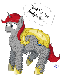 Size: 3206x3940 | Tagged: safe, artist:sroka001, oc, oc only, pony, unicorn, armor, fluffy, high res, simple background, solo, text, transparent background