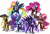 Size: 4000x2751 | Tagged: safe, artist:orin331, applejack, fluttershy, nightmare rarity, pinkie pie, rainbow dash, twilight sparkle, alicorn, bat pony, pegasus, pony, unicorn, g4, 2021, armor, bat ponified, concave belly, corrupted, cowboy hat, evil, evil smile, eyelashes, female, floating, flutterbat, flying, gameloft interpretation, glare, grin, hat, high res, hoof on chest, jewelry, mane six, mare, nightmare applejack, nightmare fluttershy, nightmare mane six, nightmare pinkie, nightmare rainbow dash, nightmare twilight, nightmarified, race swap, raised hoof, redesign, regalia, simple background, slender, smiling, stetson, thin, transparent background, twilight sparkle (alicorn)