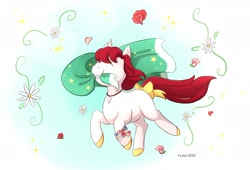 Size: 3016x2056 | Tagged: safe, artist:foxhatart, oc, oc only, oc:ruby, pony, unicorn, eyes closed, female, flower, high res, jewelry, mouth hold, necklace, solo