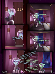 Size: 2600x3463 | Tagged: safe, artist:jesterpi, oc, oc:jester pi, oc:lilac rave, pegasus, pony, comic:a jester's tale, bed, bedroom, chat, cleaning, clothes, comic, high res, horn, lamp, maid, manehattan, mouth hold, pegacorn, piercing, sitting, slice of life, text, trotting, window