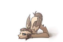 Size: 5315x3543 | Tagged: safe, artist:dorkmark, oc, oc only, oc:dima, pegasus, pony, absurd resolution, colored wings, ear tufts, face down ass up, female, floppy ears, pegasus oc, solo, tongue out, two toned wings, wings