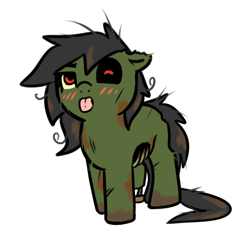 Size: 481x463 | Tagged: safe, artist:neuro, oc, oc only, oc:filly anon, earth pony, pony, undead, zombie, zombie pony, adoracreepy, blushing, creepy, cute, female, filly, halloween, holiday, simple background, solo, tongue out, transparent background