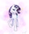 Size: 1399x1610 | Tagged: safe, artist:damayantiarts, rarity, pony, unicorn, g4, my little pony: friendship is magic, the last problem, abstract background, eye wrinkles, female, horn, mare, older, older rarity, raised hoof, signature, smiling, solo