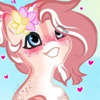Size: 199x199 | Tagged: safe, artist:damayantiarts, oc, oc only, earth pony, pony, blushing, bust, earth pony oc, eyelashes, female, flower, flower in hair, grin, heart, mare, smiling