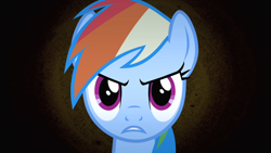 Size: 1280x720 | Tagged: safe, screencap, rainbow dash, pegasus, pony, bats!, g4, season 4, angry, close-up, female, narrowed eyes, rainbow dash is not amused, solo, stop the bats, unamused