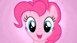 Size: 1280x720 | Tagged: safe, screencap, pinkie pie, earth pony, pony, bats!, g4, season 4, amused, close-up, female, happy, pinkie pie is amused, solo, stop the bats