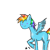 Size: 500x500 | Tagged: safe, artist:askpinkiepieandfriends, rainbow dash, pegasus, pony, g4, female, mare, missing cutie mark, raised hoof, smiley face, smiling, solo