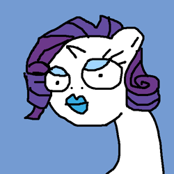 Size: 500x500 | Tagged: safe, artist:askpinkiepieandfriends, rarity, pony, unicorn, g4, blue background, blue lipstick, bust, female, lips, mare, simple background, solo
