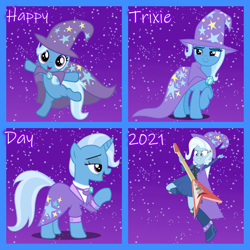 Size: 800x800 | Tagged: safe, artist:bluethunder66, artist:dashiesparkle, artist:igokapichka, artist:slb94, edit, editor:twilyisbestpone, trixie, pony, unicorn, equestria girls, g4, my little pony equestria girls: rainbow rocks, my little pony: friendship is magic, the last problem, to where and back again, bipedal, collage, electric guitar, female, filly, filly trixie, flying v, guitar, mare, musical instrument, older, older trixie, standing, standing on one leg, younger