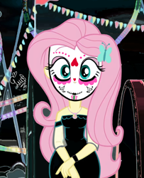 Size: 1558x1920 | Tagged: safe, artist:flutteryaylove, edit, edited screencap, screencap, fluttershy, equestria girls, g4, catrina (calavera garbancera), clothes, dia de los muertos, dress, face paint, female, solo