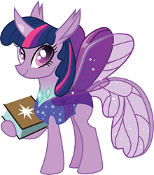 Size: 7505x8541 | Tagged: safe, artist:shootingstarsentry, gameloft, twilight sparkle, changedling, changeling, g4, absurd resolution, book, changedlingified, changelingified, female, simple background, smiling, solo, species swap, transparent background, twiling