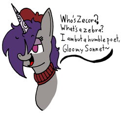 Size: 2304x2140 | Tagged: safe, artist:spoopygirl, onyx, pony, unicorn, g5, my little pony: a new generation, spoiler:my little pony: a new generation, beatnik pony, beret, colored, digitally colored, eyelashes, female, flat colors, hat, high res, mare, text, traditional art