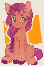 Size: 998x1488 | Tagged: safe, artist:malan, sunny starscout, earth pony, pony, g5, chest fluff, cute, ear fluff, female, mare, no pupils, sitting, solo, sunnybetes