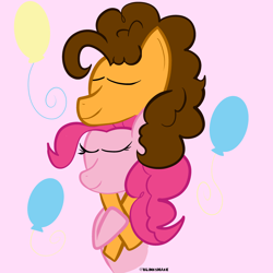 Size: 3600x3600 | Tagged: safe, artist:blinkshake, cheese sandwich, pinkie pie, earth pony, pony, g4, female, high res, male, ship:cheesepie, shipping, snuggling, straight