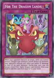 Size: 419x610 | Tagged: safe, idw, princess ember, prominence, spike, dragon, g4, card, dragoness, female, unnamed character, unnamed dragon, yu-gi-oh!
