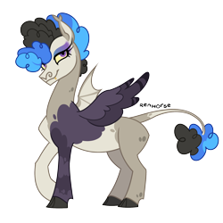 Size: 2000x2000 | Tagged: safe, artist:renhorse, oc, oc only, hybrid, high res, offspring, parent:coloratura, parent:discord, simple background, solo, transparent background