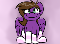 Size: 1100x800 | Tagged: safe, artist:tranzmuteproductions, oc, oc only, pegasus, pony, clothes, eyelashes, pegasus oc, smiling, socks, solo, striped socks, wings