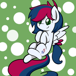 Size: 3000x3000 | Tagged: safe, artist:zombietator, oc, oc only, pegasus, pony, high res, pegasus oc, polka dot background, smiling, solo, wings