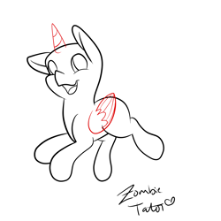 Size: 5000x5000 | Tagged: safe, artist:zombietator, oc, oc only, alicorn, pony, alicorn oc, base, horn, lineart, signature, simple background, smiling, solo, white background, wings