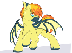 Size: 2700x2000 | Tagged: safe, artist:snowstormbat, oc, oc only, oc:yaktan, bat pony, pony, bat ponified, cute, high res, male, race swap, simple background, smiling, solo, stallion, white background