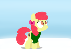 Size: 1280x960 | Tagged: safe, artist:dtcx97, apple bloom, earth pony, pony, alternate cutie mark, bow, clothes, female, filly, foal, hair bow, hooves, lineless, snow, solo, sweater, winter