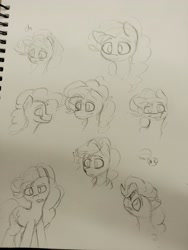 Size: 3120x4160 | Tagged: safe, artist:packy paca, pinkie pie, earth pony, pony, g4, looking at you, monochrome, pencil drawing, sketch, sketch dump, traditional art