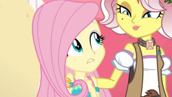 Size: 3410x1920 | Tagged: safe, screencap, fluttershy, vignette valencia, equestria girls, equestria girls specials, g4, my little pony equestria girls: better together, my little pony equestria girls: rollercoaster of friendship, female, high res, jewelry, necklace, smiling