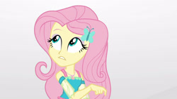 Size: 3410x1920 | Tagged: safe, screencap, fluttershy, equestria girls, equestria girls specials, g4, my little pony equestria girls: better together, my little pony equestria girls: rollercoaster of friendship, clothes, cutie mark, cutie mark on clothes, female, geode of fauna, hairpin, high res, jewelry, magical geodes, necklace, solo