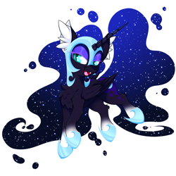 Size: 2500x2500 | Tagged: safe, artist:rurihal, nightmare moon, alicorn, pony, g4, chest fluff, cute, ear fluff, high res, lidded eyes, smiling, solo