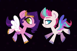 Size: 3000x2000 | Tagged: safe, artist:spacekitsch, pipp petals, zipp storm, pegasus, pony, g5, my little pony: a new generation, duo, female, high res, siblings, sisters