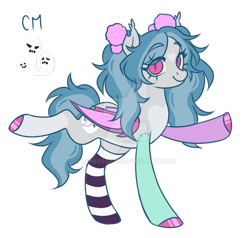 Size: 900x857 | Tagged: safe, artist:lynesssan, oc, oc only, oc:ghoulia, bat pony, pony, undead, zombie, clothes, deviantart watermark, female, mare, obtrusive watermark, simple background, socks, solo, striped socks, transparent background, watermark